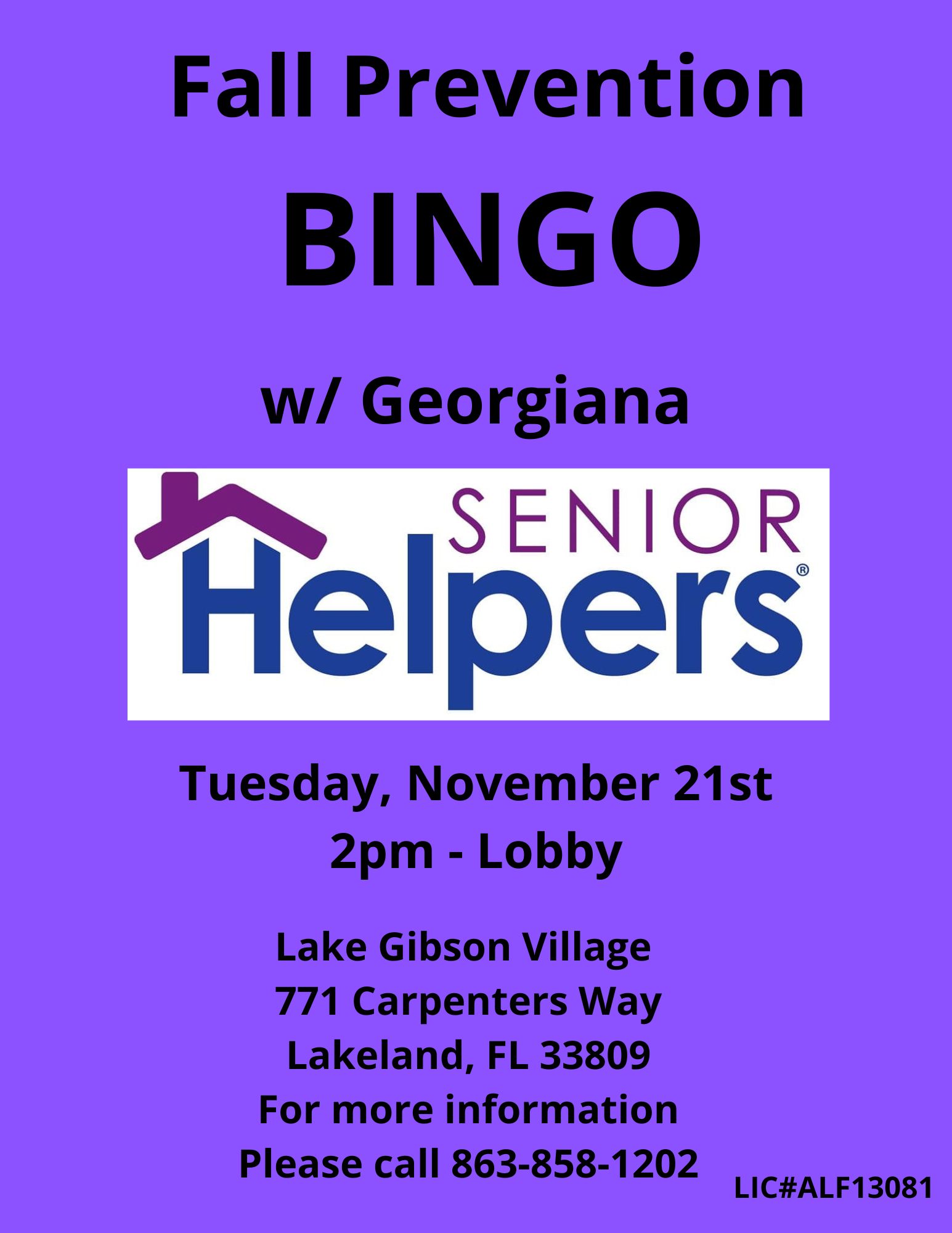 Bingo with Seniors Helpers Lake Gibson Village