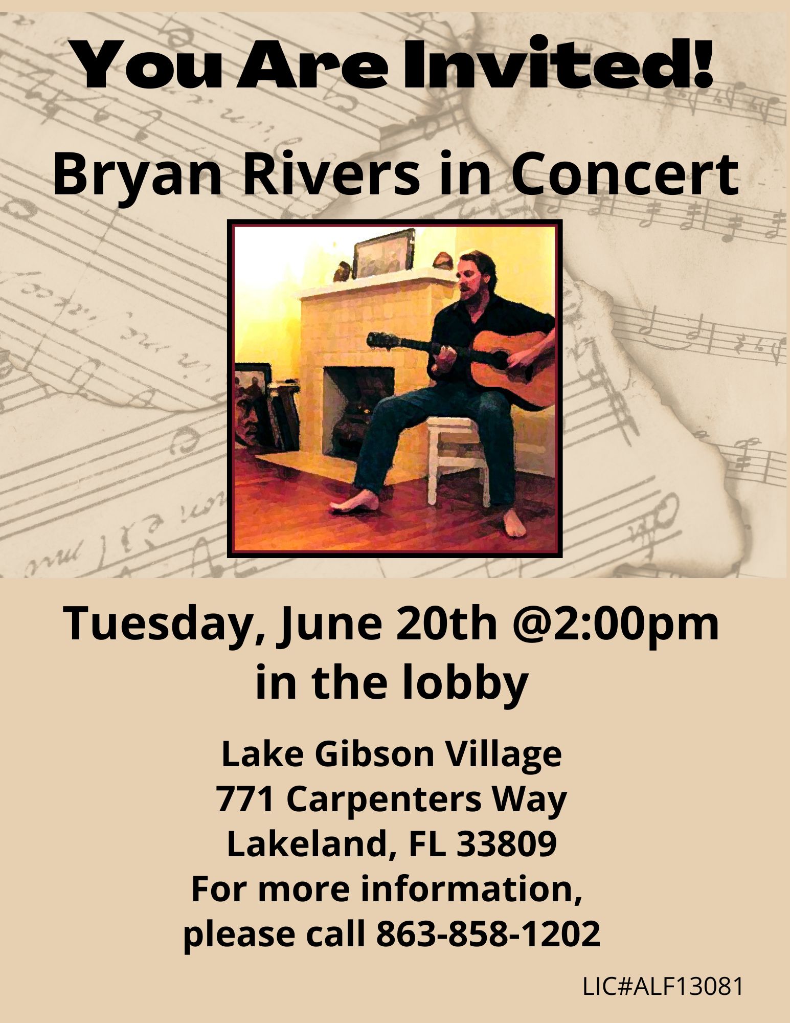 Bryan Rivers in Concert - Lake Gibson Village